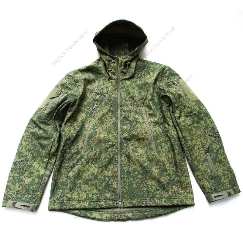 Russia Men's EMR Digital Flora Softshell Jacket Waterproof Windproof Tactical Camouflage Coat Hooded Outdoor Hunting Hiking