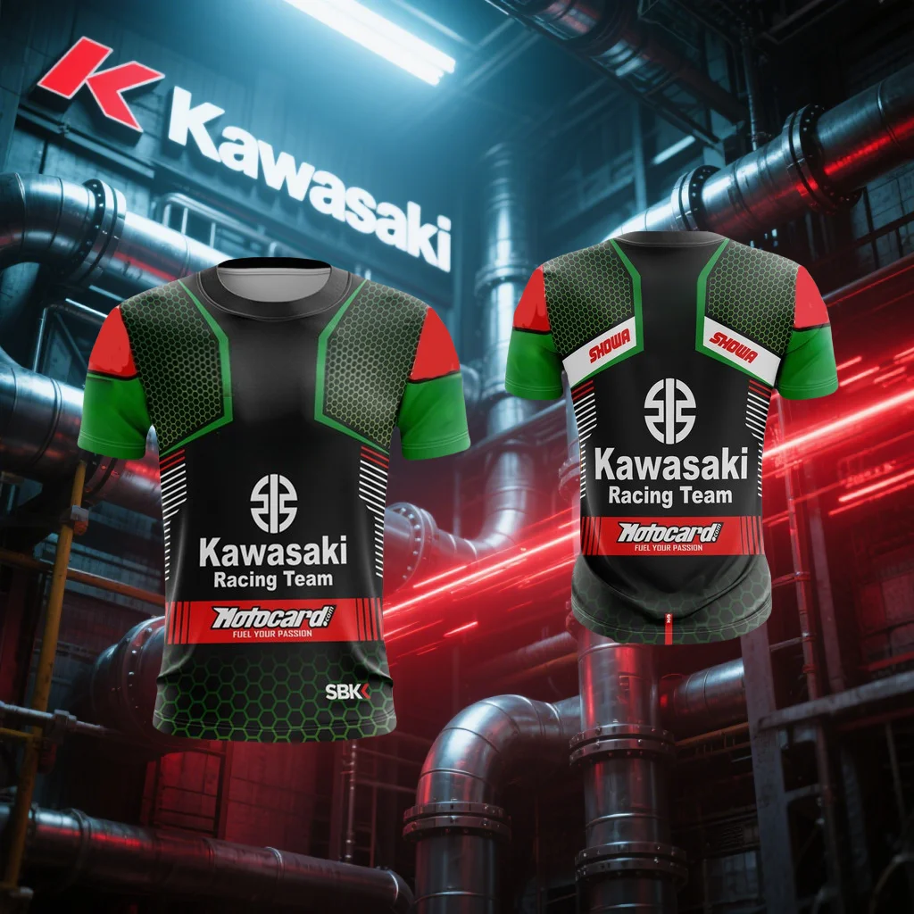 

Мужская футболка Kawasaki, мотоциклетная футболка, летняя футболка, футболка для верховой езды, солнцезащитный крем, быстросохнущая футболка с 3d принтом, впитывающая пот