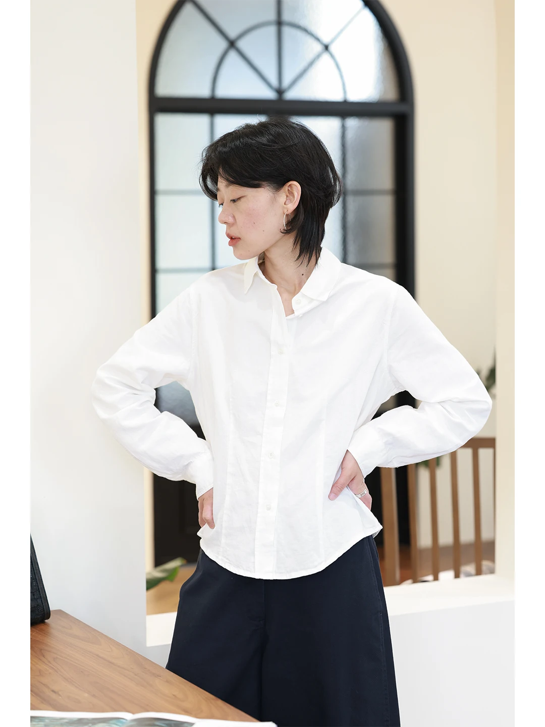 

Женская льняная хлопковая рубашка с длинным рукавом, приталенная, с завышенной талией, удобная, дышащая, для повседневной носки, модная, новинка 2025 года