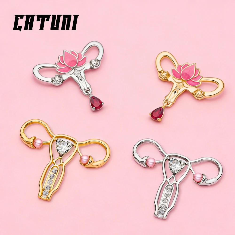 Uterus Lotus Enamel Pin Crystal Pearl Version Uterus Emblem Suitable For Backpacks Collars And Promotional Activities