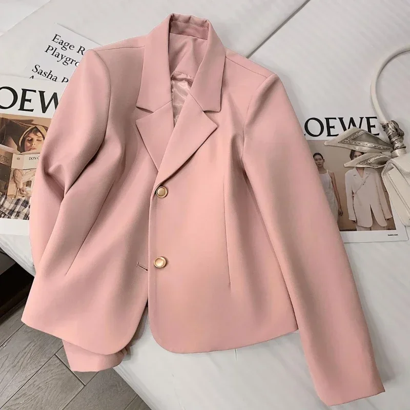 Black Loose Female Coats And Jackets Crop Pink Outerwear Short Women's Blazers Spring Elegant Hot On Promotion Clothing New