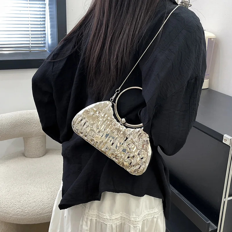 

Золотая серебряная коробка, вечерние сумки, небольшой кошелек-клатч для женщин, сумка через плечо с цепочкой, сумки через плечо для банкета, вечеринок, женские кошельки