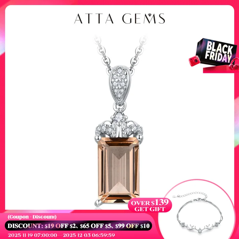 

ATTAGEMS 2024 роскошный багет вырез 11*7 925 Стерлинговое серебро ожерелье из морганита для женщин с сертификатом Высокое качество Новые ювелирные изделия