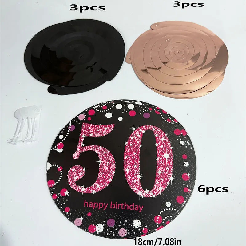 6 stks PVC 18 21 30 40 50 Jaar Oude Spiraal Gelukkige Verjaardag Swirl Opknoping Ornamenten Party Achtergrond Layout Decor levert