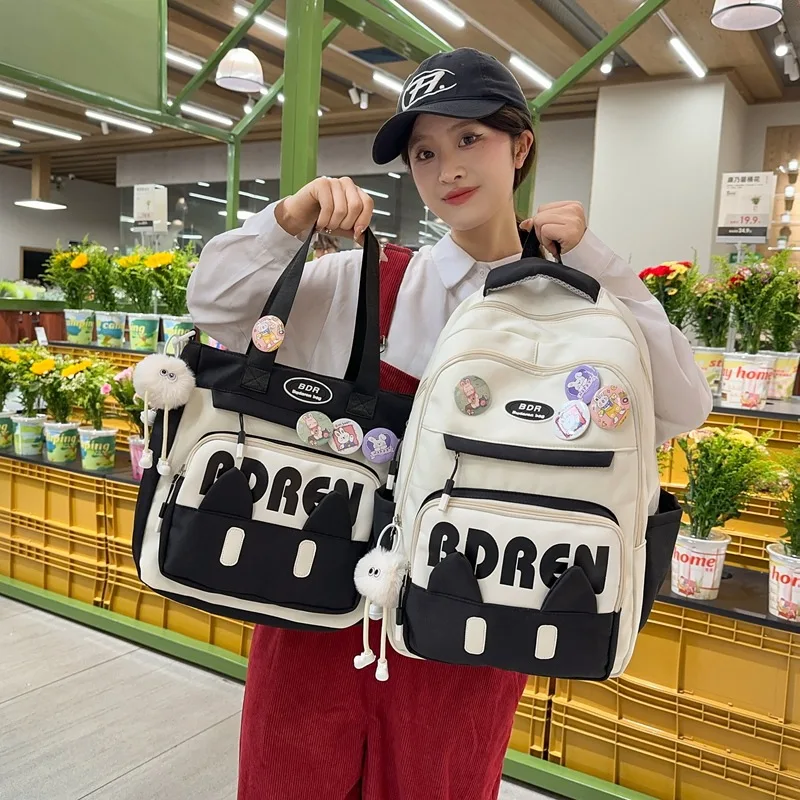Cute Campus Schoolbag Junior High School Students Large Capacity Multi-compartment Students Burden Reduction Backpack High Value