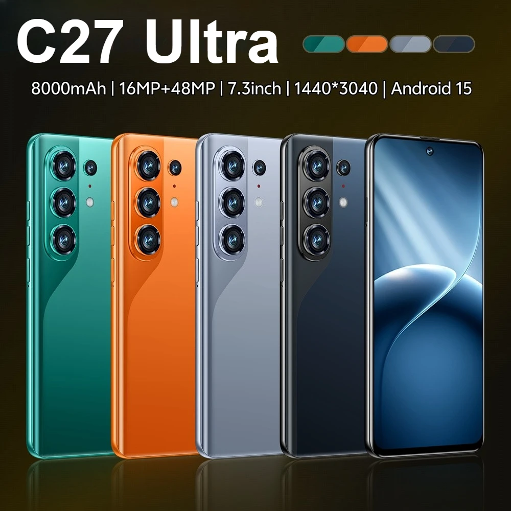 K-Touch Smartphone 5G C27 Ultra Mobile Phones Android Cell Phone Face Unlock 22GB+2TB Smartphone 7.3inch HD 5G Dual SIM 8000mAh Battery Mobile Phone
