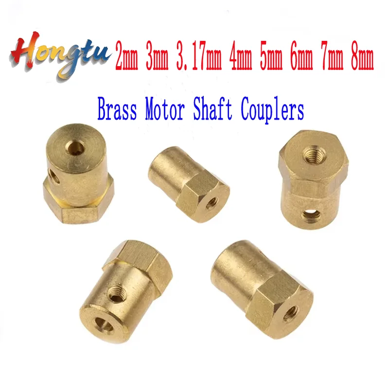 

5Pcs Brass Hex Motor Shaft Couplers - 2/3.17/3/4/5/6/7/8mm Transmission Connectors for RC