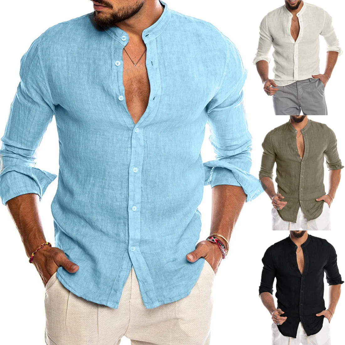

Casual Haome Men's irt Eve Tee irt Spring Autumn Summer Faionable Urban Stand Fit PU Leather Long Sve Ciwalk