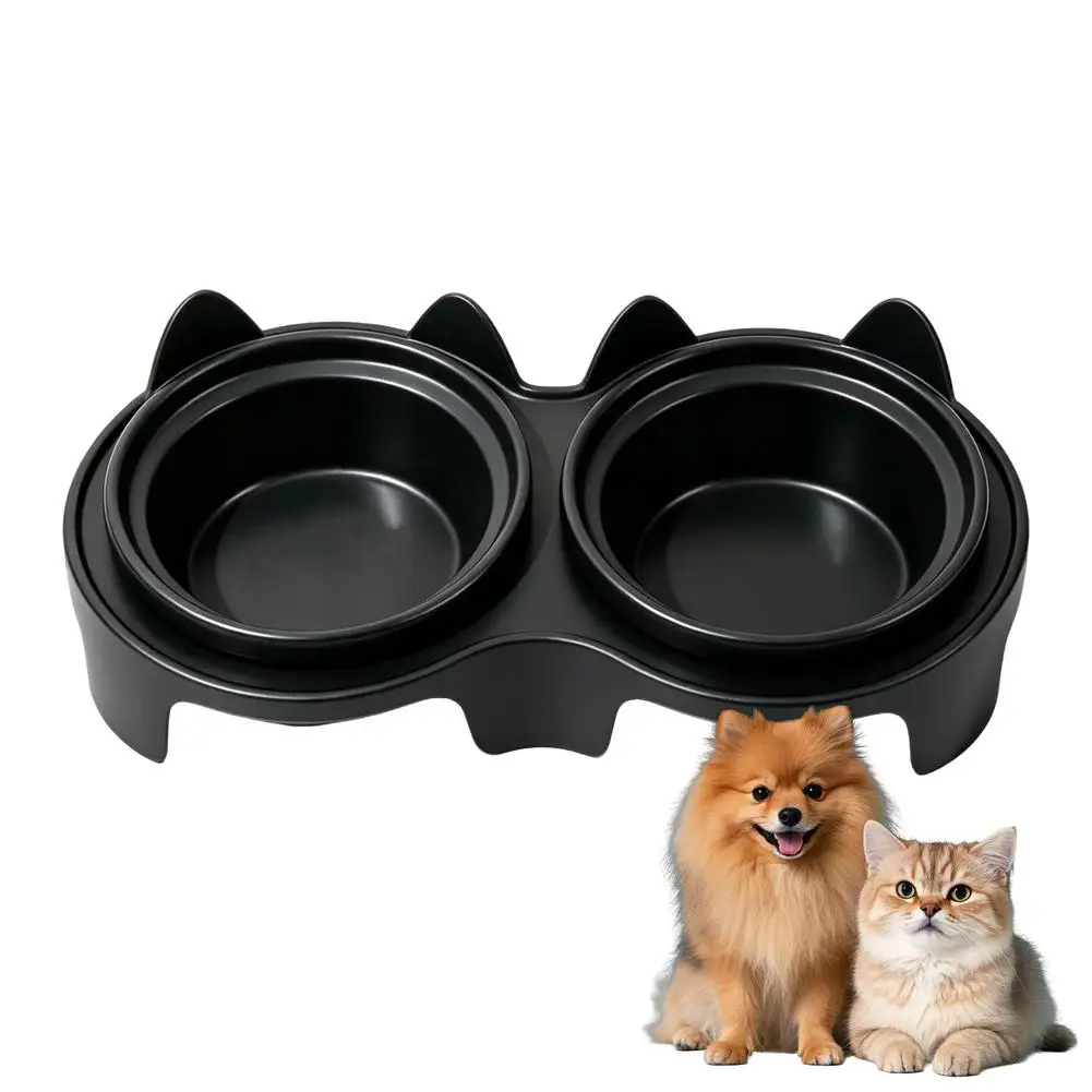 1/2 Stück Katzenschüssel Doppelschüssel - Erhöhte Schrägschüsseln für Futter und Wasser, Hochwertige Futter- und Wasserschüsseln für Kätzchen, Haustierzubehör – Detail 2