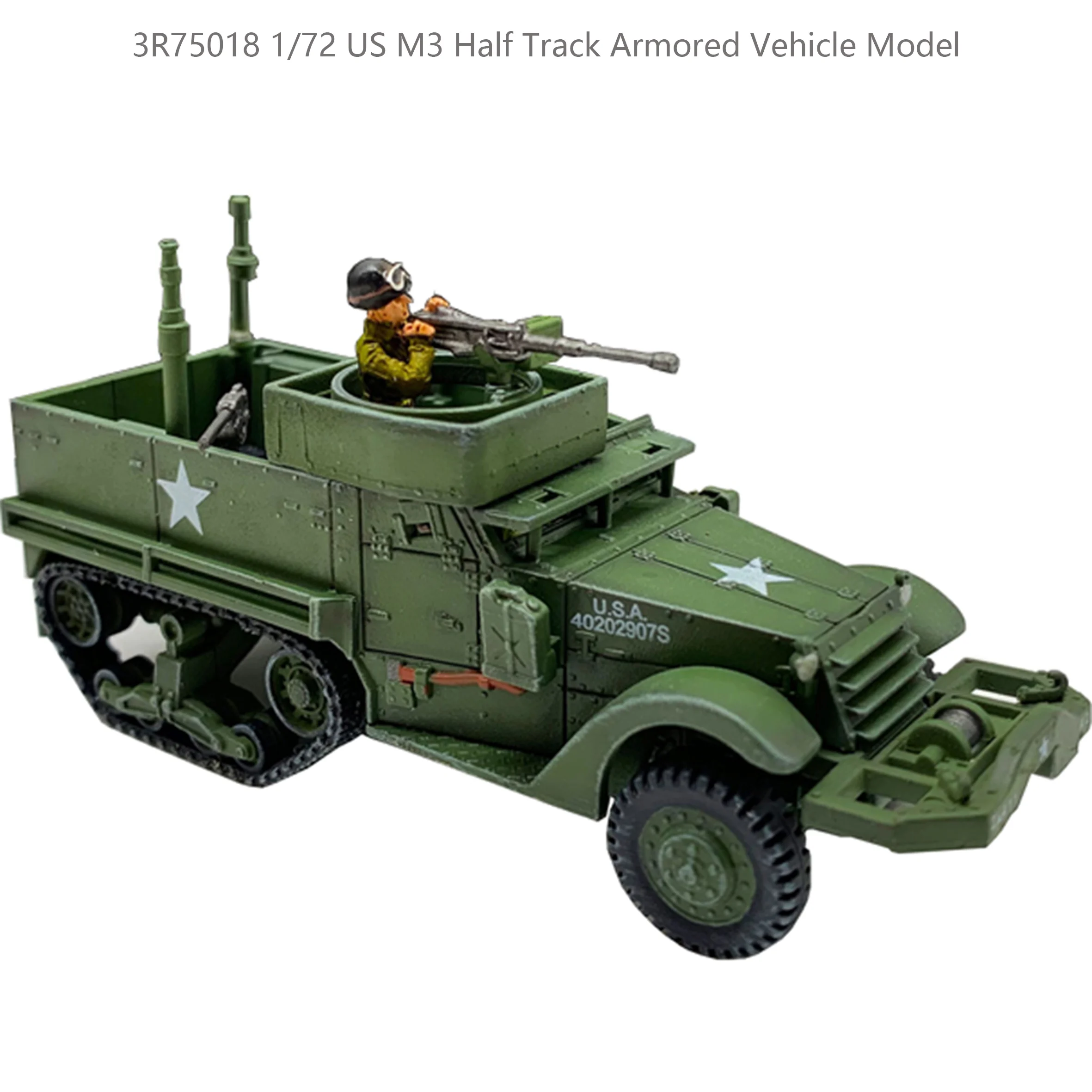 3R75018 1/72 US M3 Half Track Armored Vehicle Model  Finished product collection model