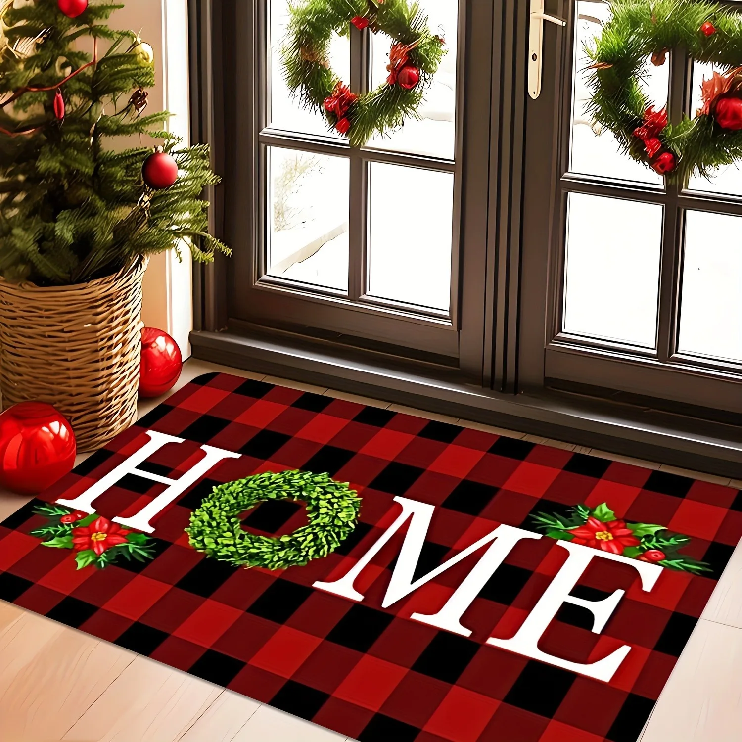Christmas welcome door mat soft and comfortable bathroom kitchen bedroom room floor mat absorbent non-slip home decoration