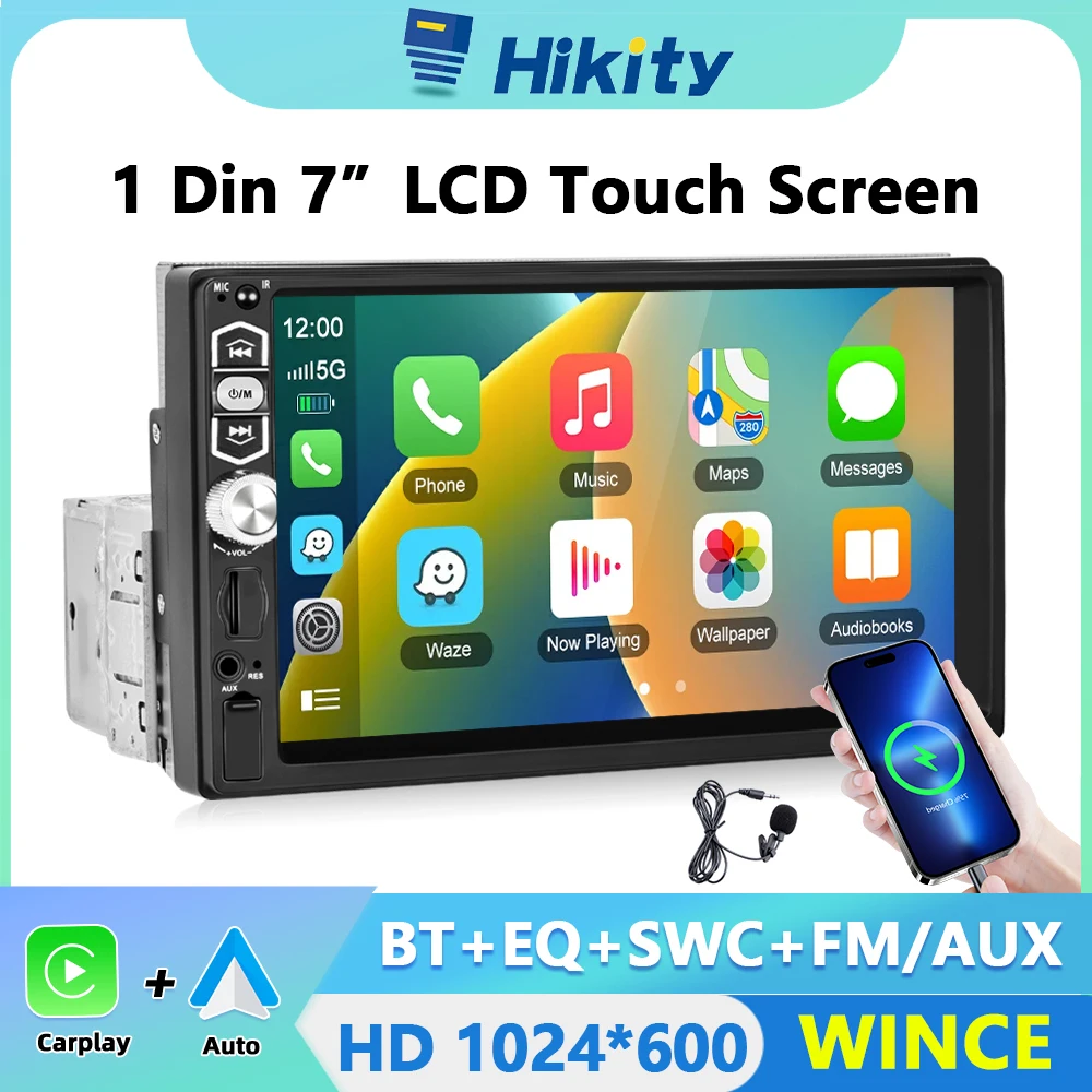 Hikity 1din Car Radio Multimedia Player Audio Stereo Autoradio 7