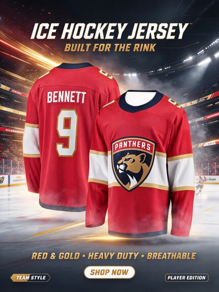 Hockey Jersey Red with White Navy Gold Accents Authentic Athletic Style Must-Have Jersey Fans 3d Prints Long Sleeve Shirt Family
