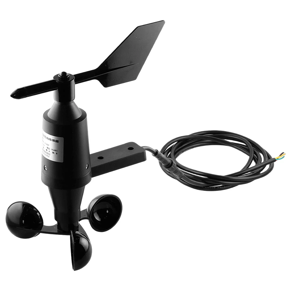 0-60m/s Integrated Wind Speed Direction Sensor RS485 0-360° 3 Cup Structure Weather Station Monitoring Transmitter DC12V-24V