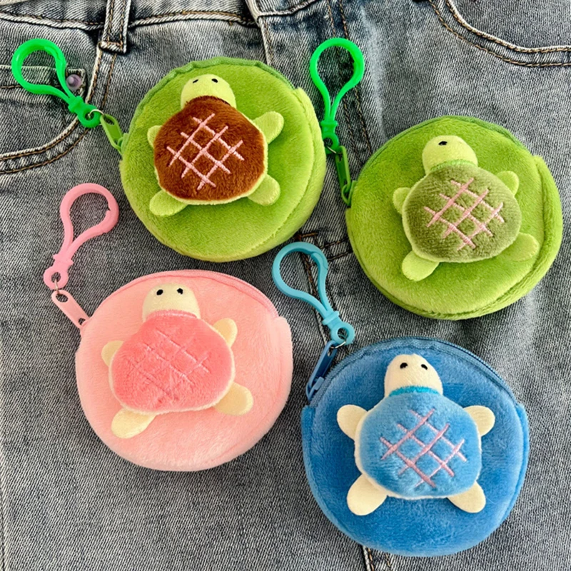 Creative Little Turtle Anime Plush Coin Purse Lovely Cartoon Round Bags Pendant Funny Mini Fashion Headphone Storage Bag