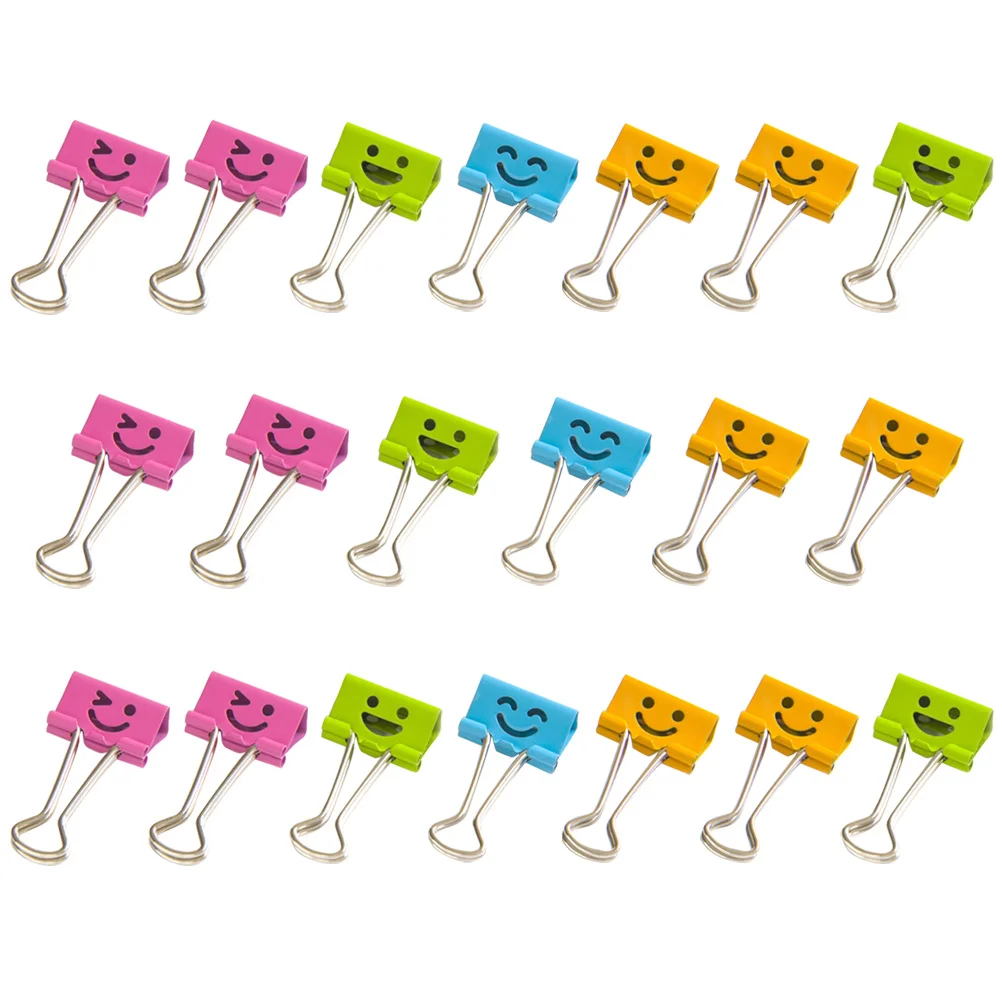 40 Pcs Black Binders Paper Clip Office Clips Mini Clamp Stationary Facial Expression Cute