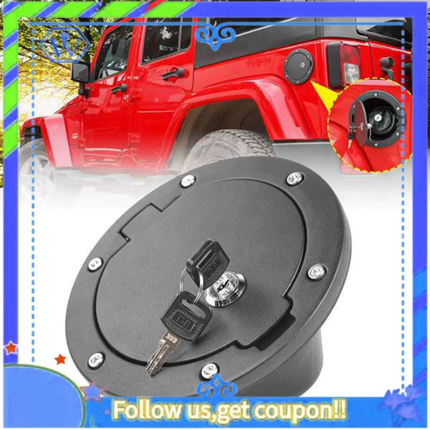 M46K-غطاء خزان الوقود غطاء قفل + مع 2 مفتاح قفل Szzt04145 لسيارة جيب رانجلر 07-18 2/4 أبواب قطع غيار السيارات #4