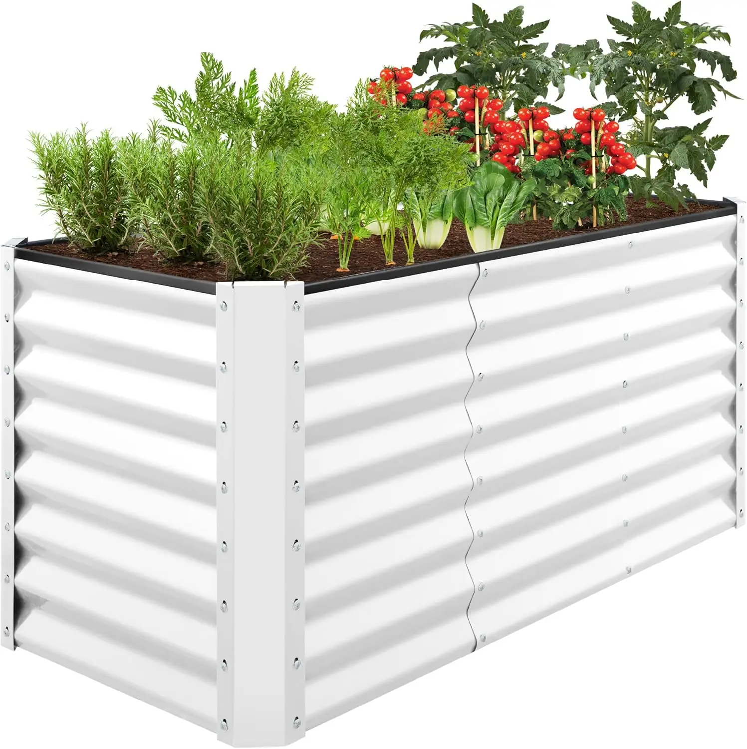 

4x2x2ft Outdoor Metal Raised Garden Bed Deep Root Planter Box for Vegetables Flowers Herbs w 119 Gallon Capacity White