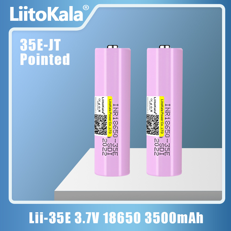  LiitoKala INR18650 35E Pointed 3.7V 18650 3500mAh Lithium Rechargeable Battery 25A Discharge Electrical Tools Flashlight Battery 