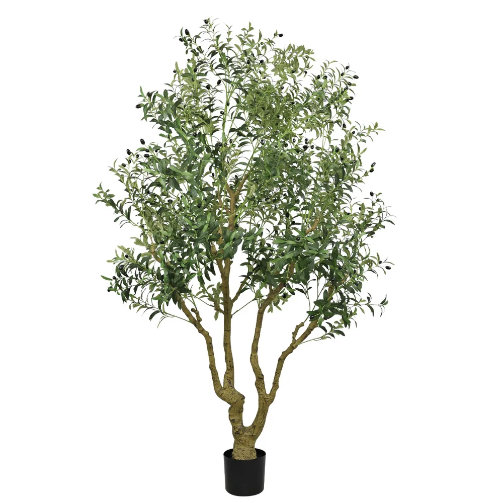 

8FT Tall Artificial Olive Tree - Large Faux Potted Tree with Natural Trunk, Elegant Indoor/Outdoor Decorative Plant, 1 pc/set