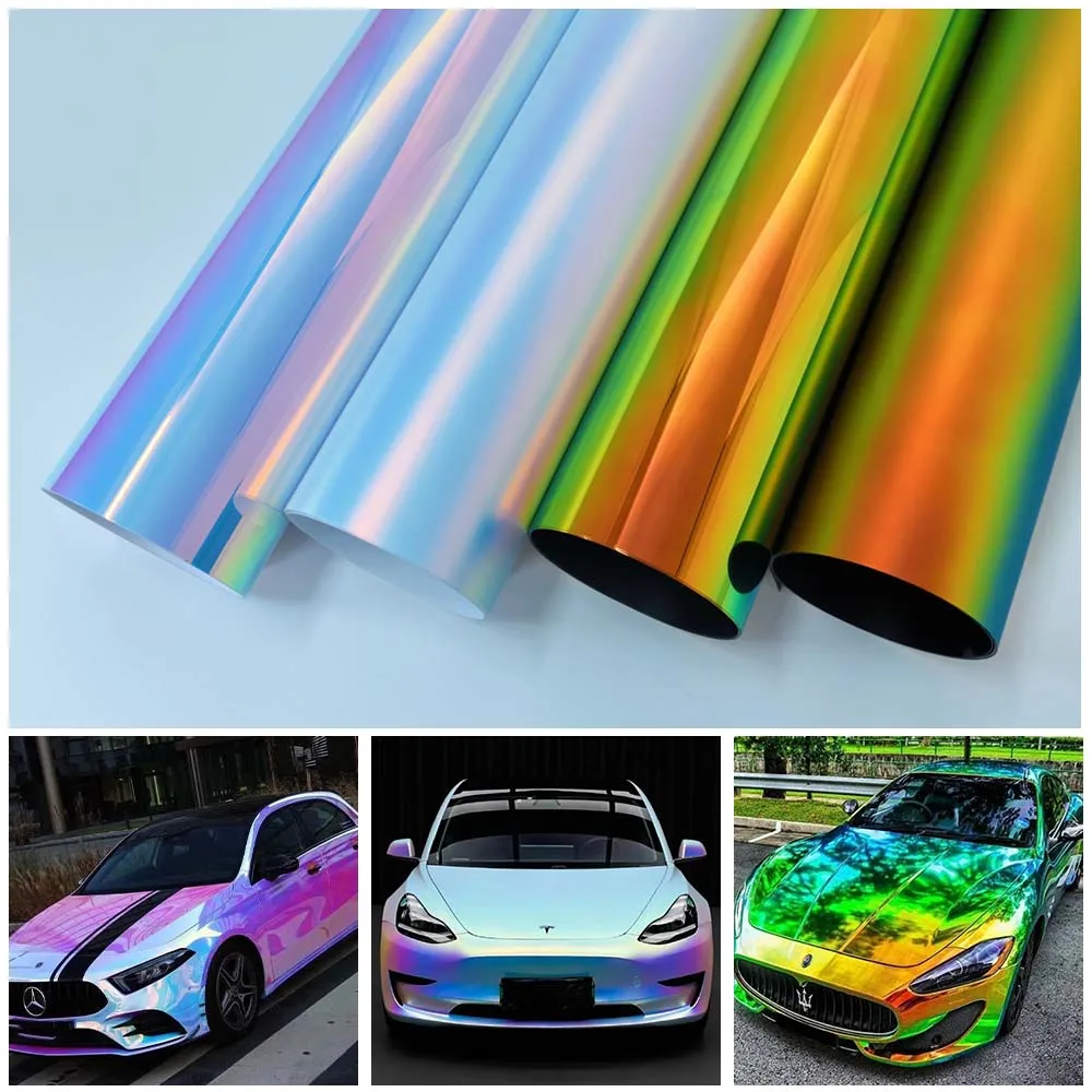 Premium PET Colorful Neon Rainbow Chrome Vinyl Wrap Film for Car Motorcycle Tuning Accessories