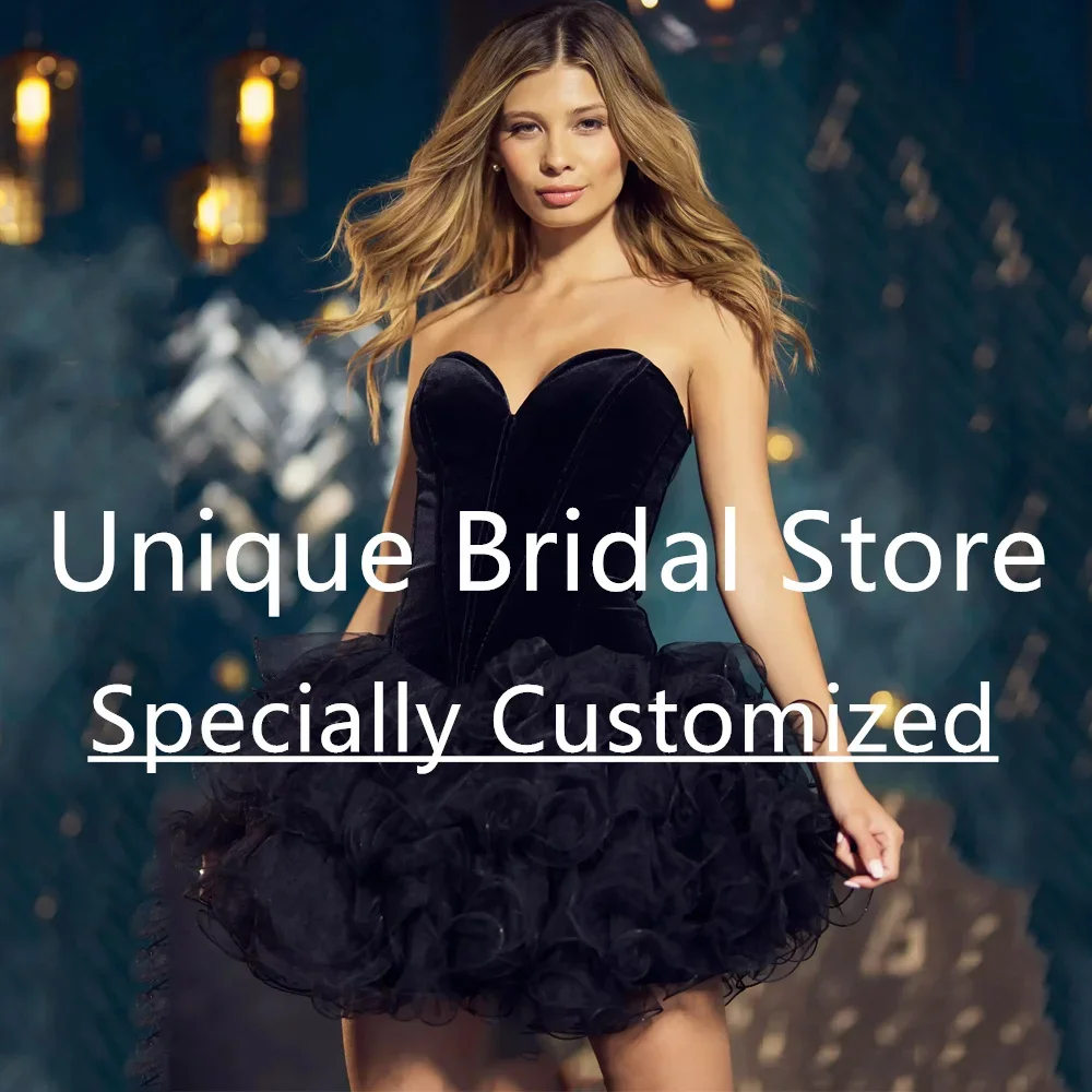 カスタマイズされたクラシックイブニングカクテルドレスセクシーな恋人ネックノースリーブストラップレスオープンバック黒人女性かわいいパーティーショート P