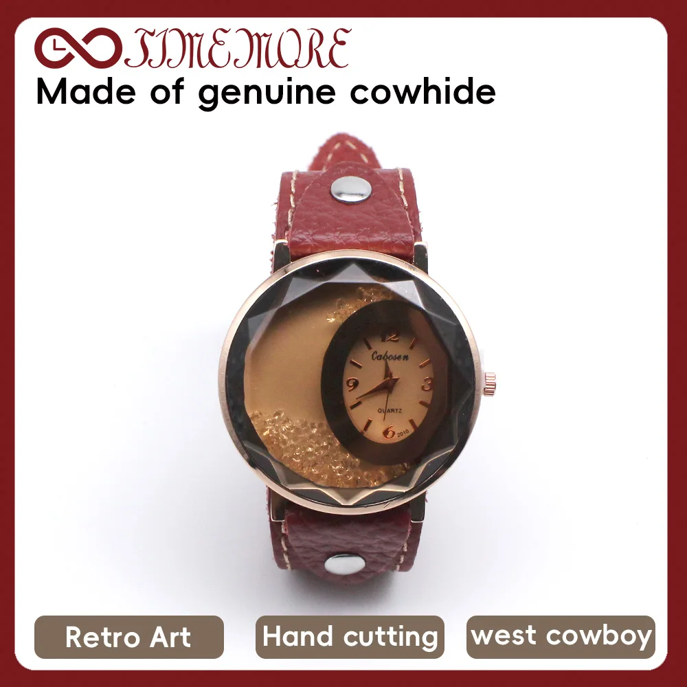 

Personalized men's watch made of genuine cowhide, handmade cutting technique, retro style, low-key luxury, birthday gift watch