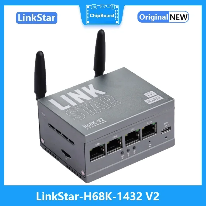 LinkStar H68K-1432 V2 Wi-Fi6, 4G RAM 32GB eMMc, Dual-2.5G & dual-1G Ethernet, 4K Output, Android 11, Ubuntu OpenWRT