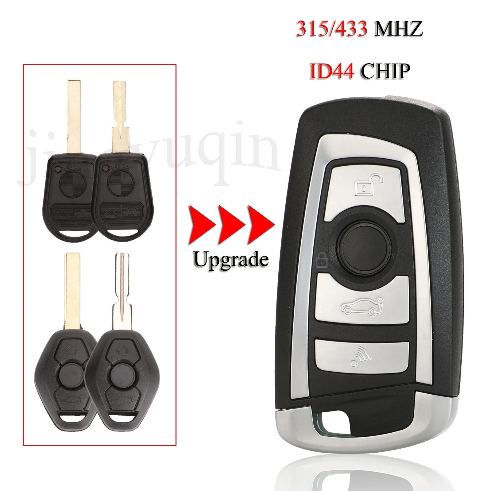 jingyuqin Upgrade Folding Remote Key For BMW E38 E39 E46 M5 X3 X5 Z3 Z4 4Buttons EWS 315Mhz/433Mhz ID44 PCF7935AA Chip HU58 HU92