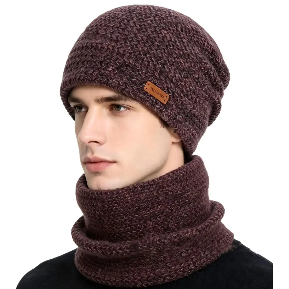 New Thicken Soft Hat Scarf Set Windproof Coldproof Warm Neck Warmer Knit Ear Protection for Women and Men