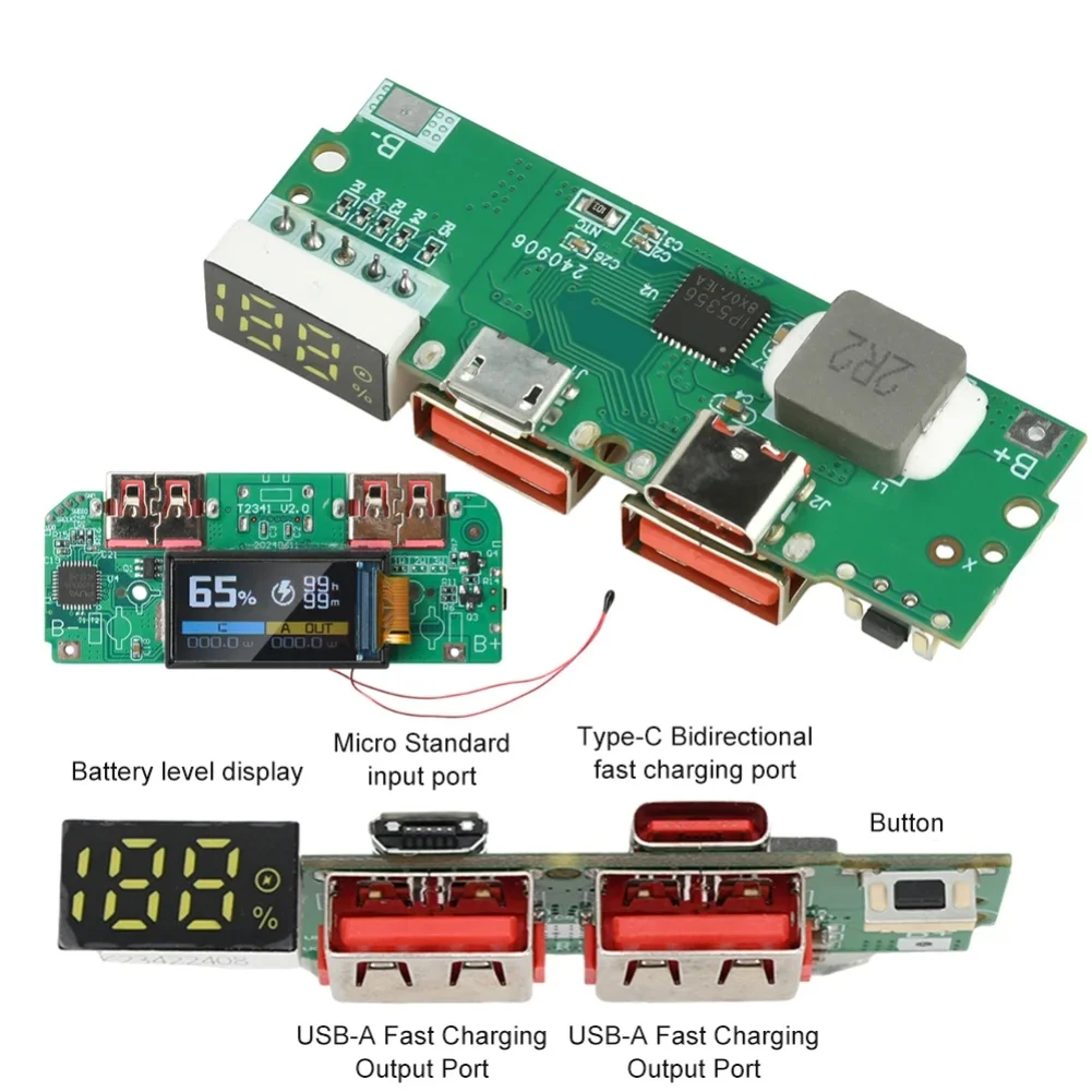 22.5W Fast Charging Power Bank Motherboard With Digital Display, DIY Power Bank Motherboard Quick Charge Module