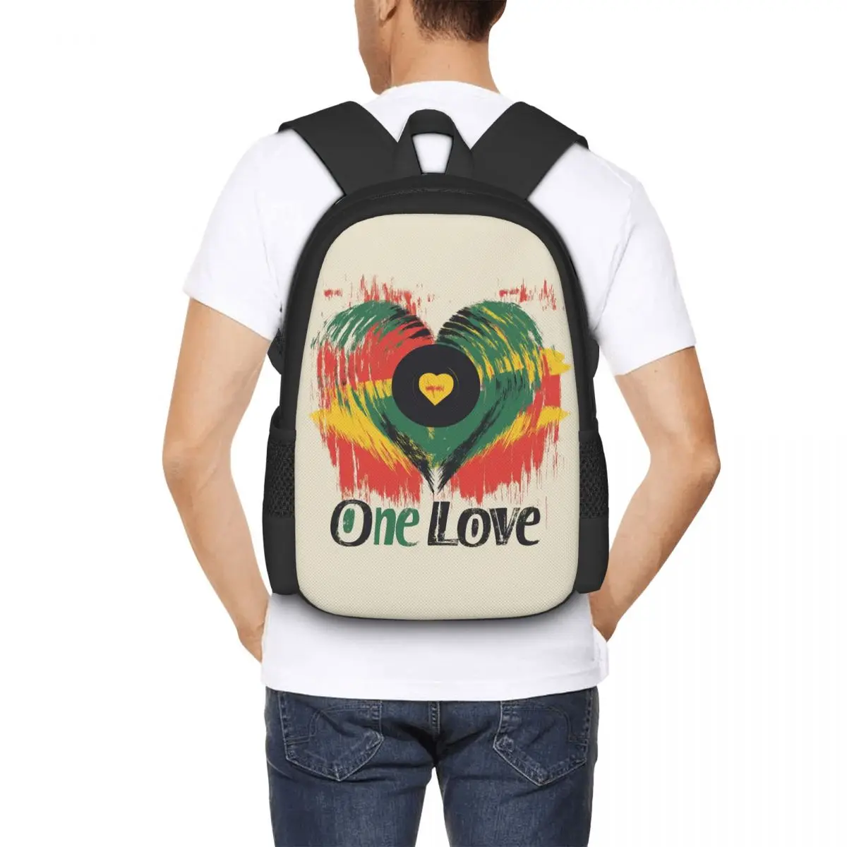 Reggae Rasta One Love Essential Student Backpack School Bag Hiking Travel Daypack for Boys Girls Fashion Bookbag Shoulder Bags