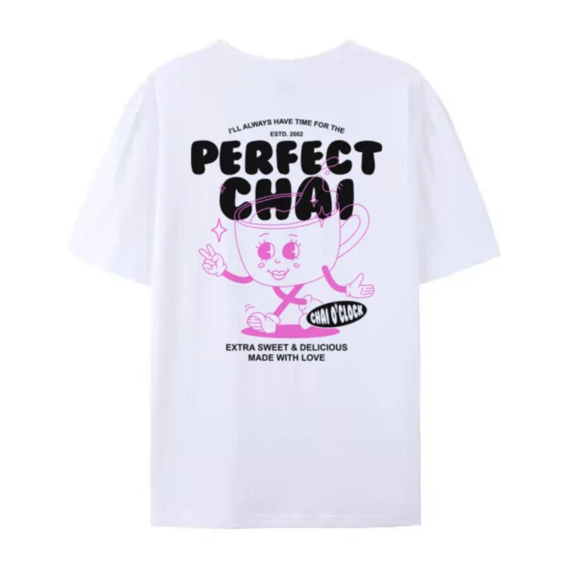 Retro Cartoon Chai Tea Graphic Tees Cute Funny Masala Chai T-Shirt Tea Lover Shirt Women Oversized Harajuku Streetwear Tops Gift