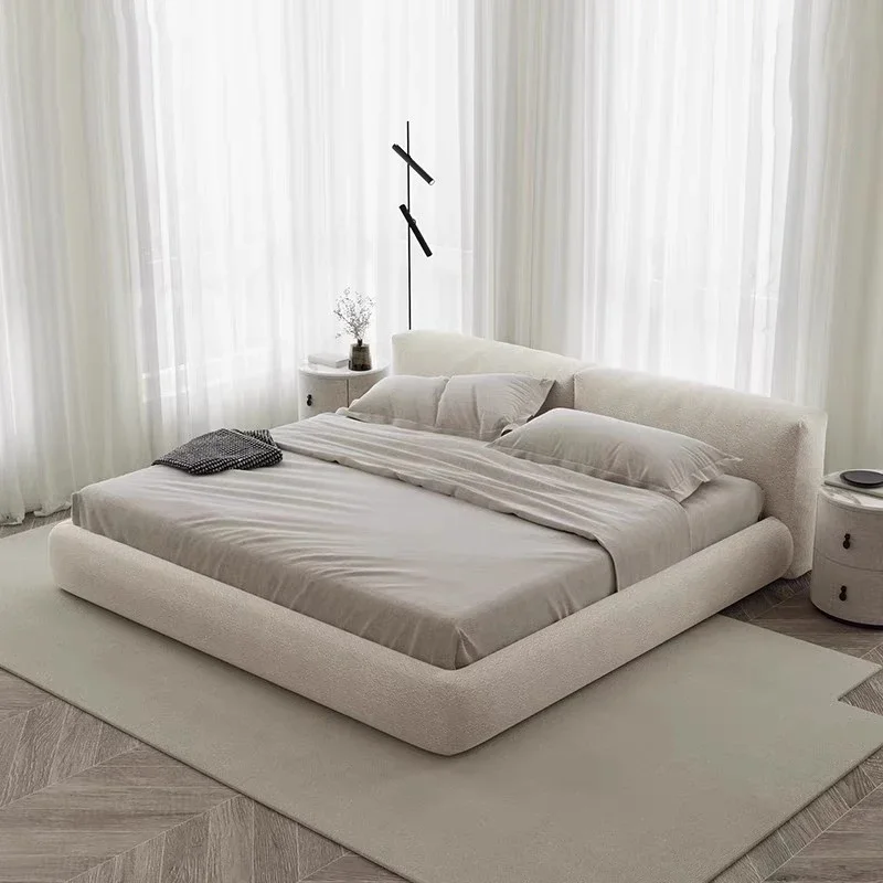 

Frame Modern Cream Bed Ltalian Style Wedding Soft Quality Confortable Design Bed Apartment High End Fashionable Lit Furniture