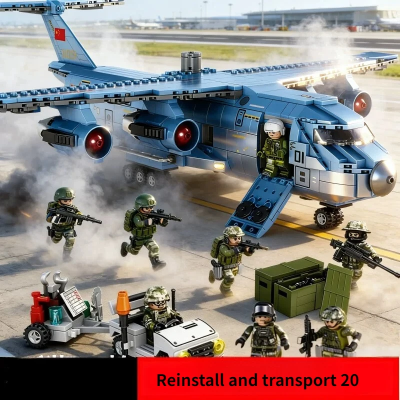 

Senbao Building Blocks Heavy Transport Aircraft 20 Transport Plane Military Model Building Blocks Boys Puzzle Toys Home Decor.