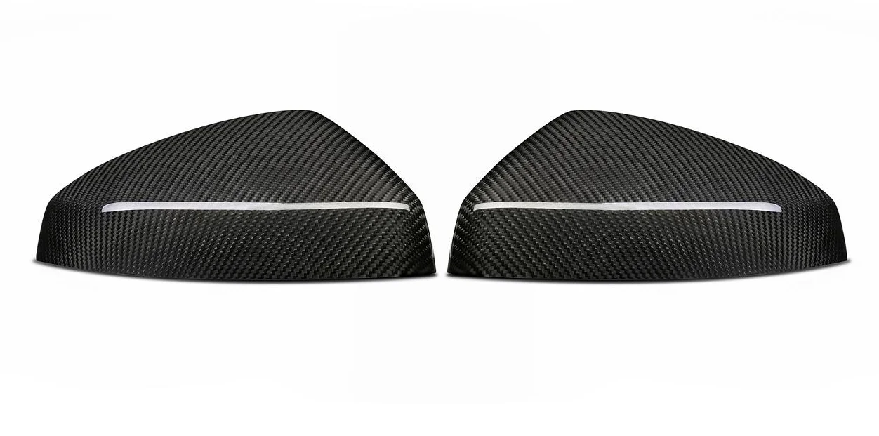 For Audi A3 S3 RS3 2014-2020 Stick On Dry Real Carbon Fiber Satin Fabric RearView Mirror Cover Caps Without Turn Light Signal