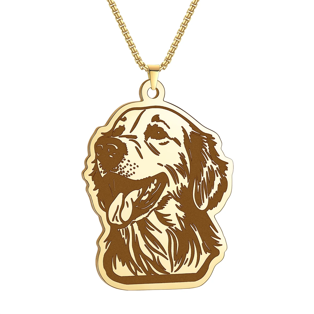 QIMING Golden Retriever Pendant Necklace Women Girls Cartoon Jewelry Stainless Steel Animal Necklace