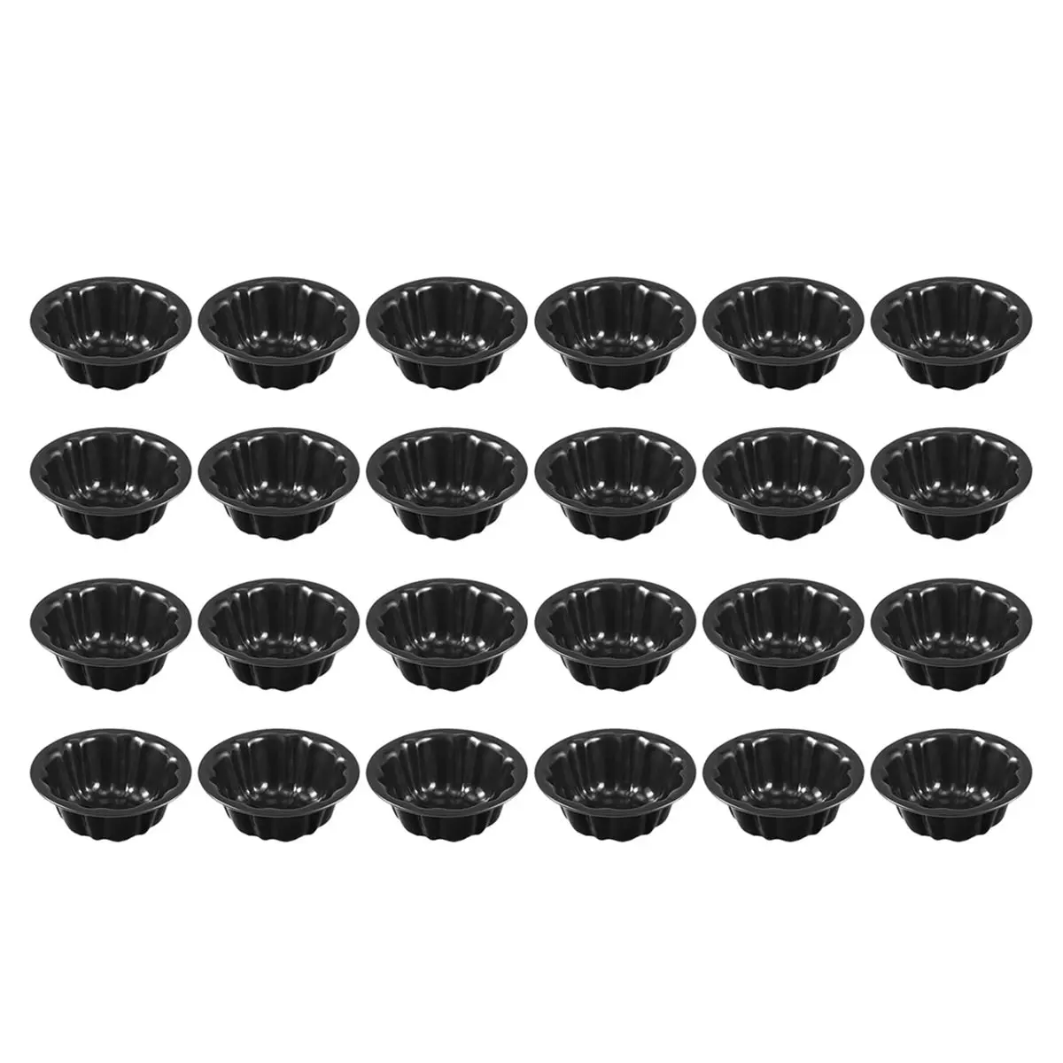 24pcs Carbon Steel Black Pumpkin Cake Mold, Household Baking Tray Baking Utensils, Donut Mold,Mini Cake Pan
