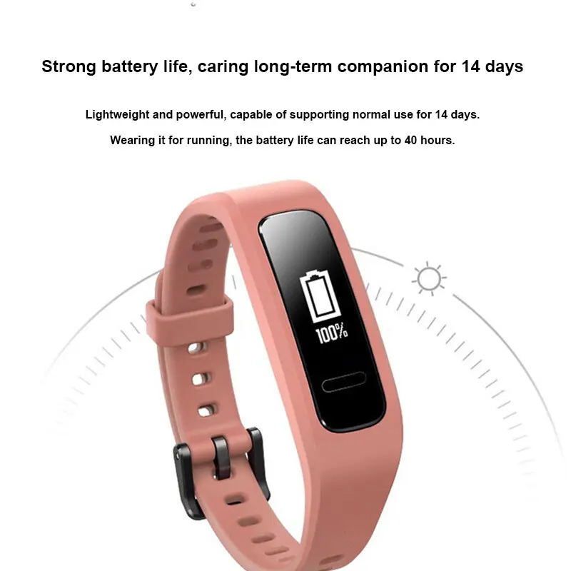 Huawei Band 4e Smart Band Heart Health, Sleep, Blood Oxygen Saturation Monitoring, USB Plug-and-Charge, Running Pedometer