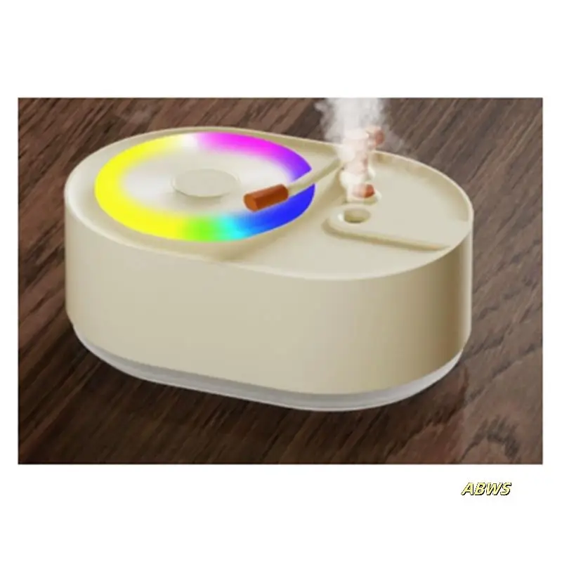 Mini USB Portable Retro Record Player Cool Mist Air Humidifier Essential Oil Aroma Diffuser With Led