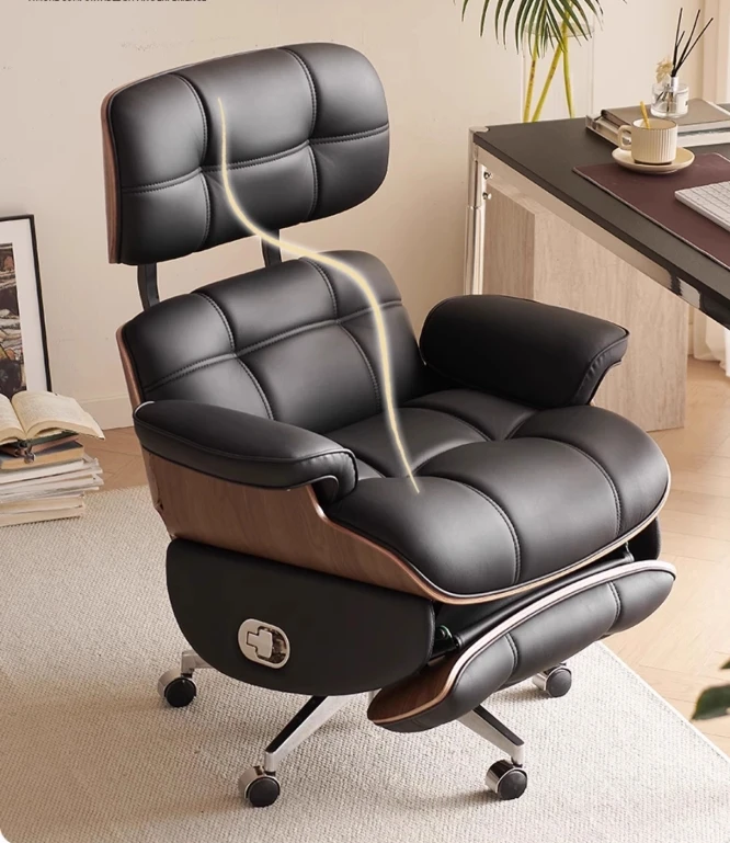 

Новый дизайн, роскошное классическое кресло с откидной спинкой из фанеры, офисное кресло для отдыха из натуральной кожи