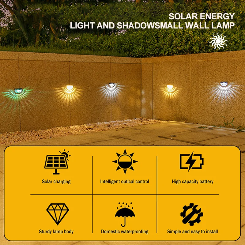 1-6pcs Solar Wall Lamp Outdoor Solar Lights IP66 Waterproof Light Energy Saving Night Light Garden Decor for Outside Porch Yard