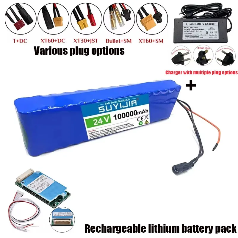 

New 24v Lithium Battery 7S4P 29.4v 100Ah 18650 Suitable for Electric Scooters, Electric Seat BMS Power Supply + 29.4v 2A Charger