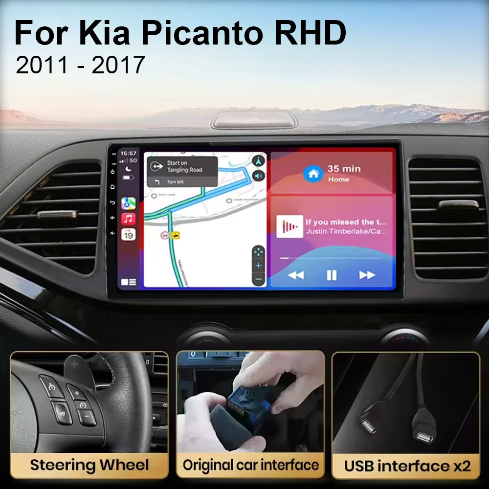 For KIA Morning Picanto RHD 2011 2012 2013 2014 2015 2016 Car Multimedia Player Android 16 Car Stereo Car Radio GPS Carplay Auto