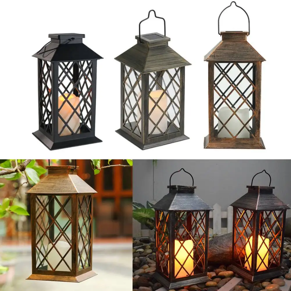 Solar LED Hanging Light Outdoor Garden Lantern Shape Ornament Backyard Porch Terrace Lawn Decoration Art Sculpture