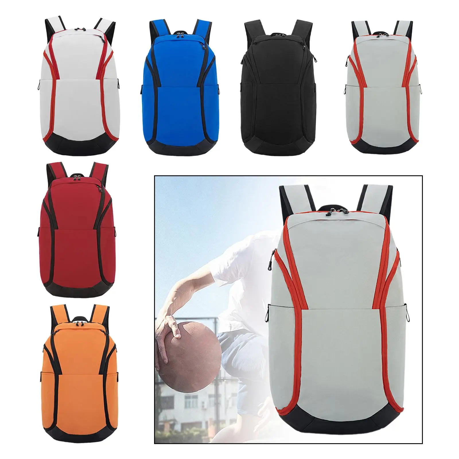 Basketball Backpack Large Sports Bag Soccer Bag with Separate Ball Holder for Rugby Ball Football Basketball Volleyball Swimming image 2