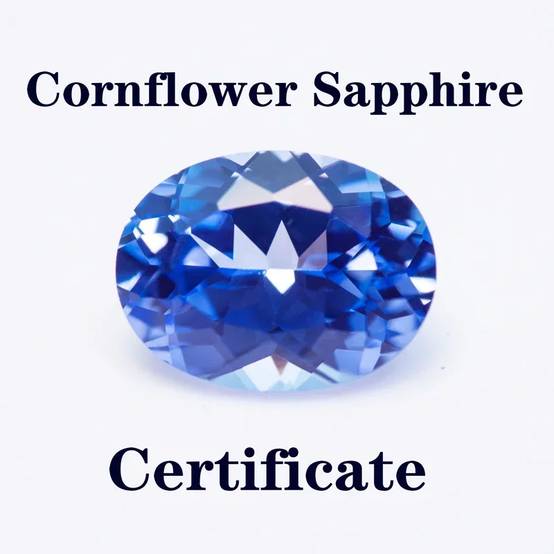 Lab Grown Sapphire Cornflower Color Oval Shaped Extremely Shiny Quality DIY Ring Necklace Earrings Main Materials Certificate