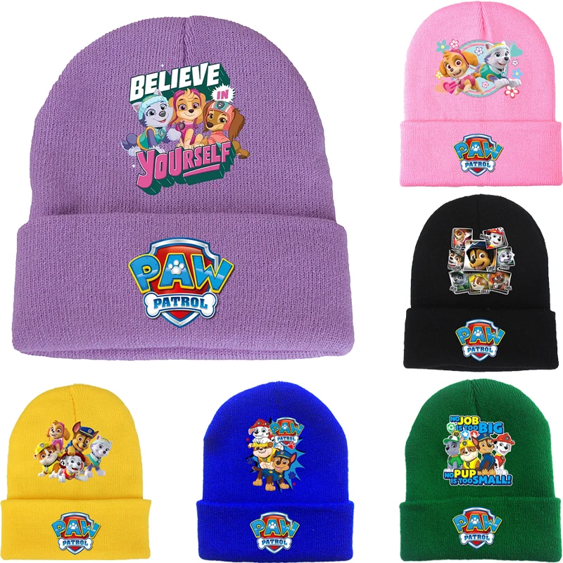 

Paw Patrol Warm Hats Chase Skye Beanies Boys Girls Knitted Hat Anime Cartoon Character Pattern Fashion Caps Birthday Party Gifts