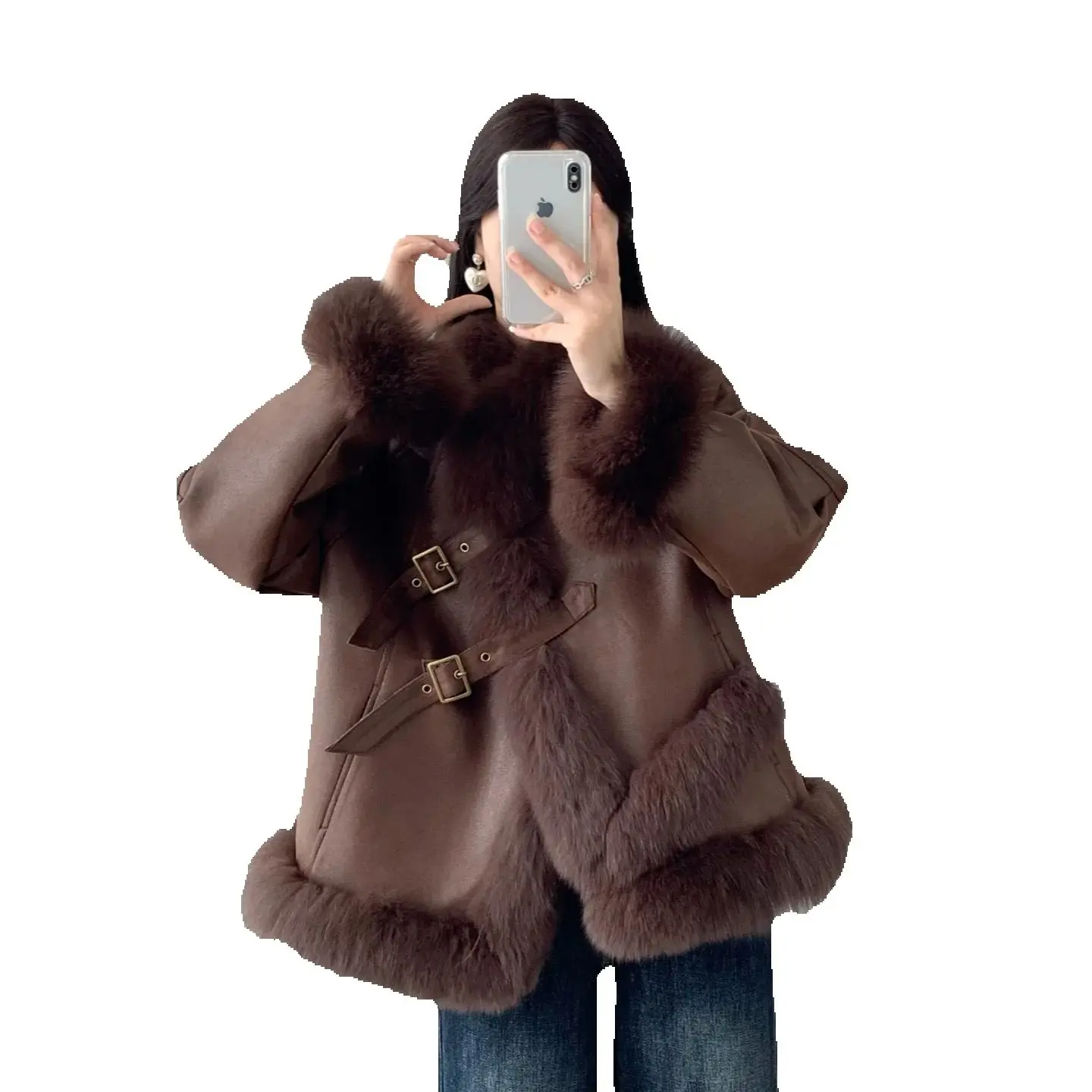 

Зима 2023 года новая женская шуба из лисы Haining's, средней длины, натуральный мех, стильный и утягивающий, молодежный стиль.