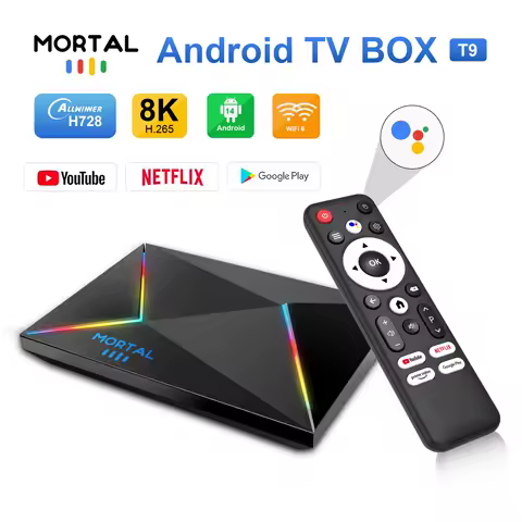 Mortal Android14 TV Box T9 Allwinner H728 Youtube NETFLIX Cortex-A55 Google Voice Wi-Fi 6 8K 1000M LAN HDR BT5.4 64G Set Top Box